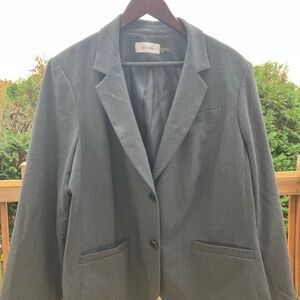 Calvin Klein Gray Blazer Women's Two Button Career Office Jacket Business Sz 22W